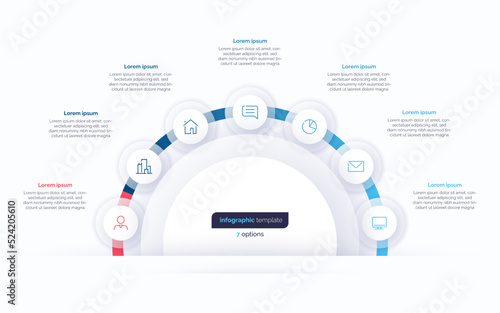 Seven option circle infographic design template. Vector illustration