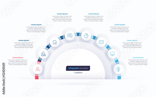 Eight option circle infographic design template. Vector illustration