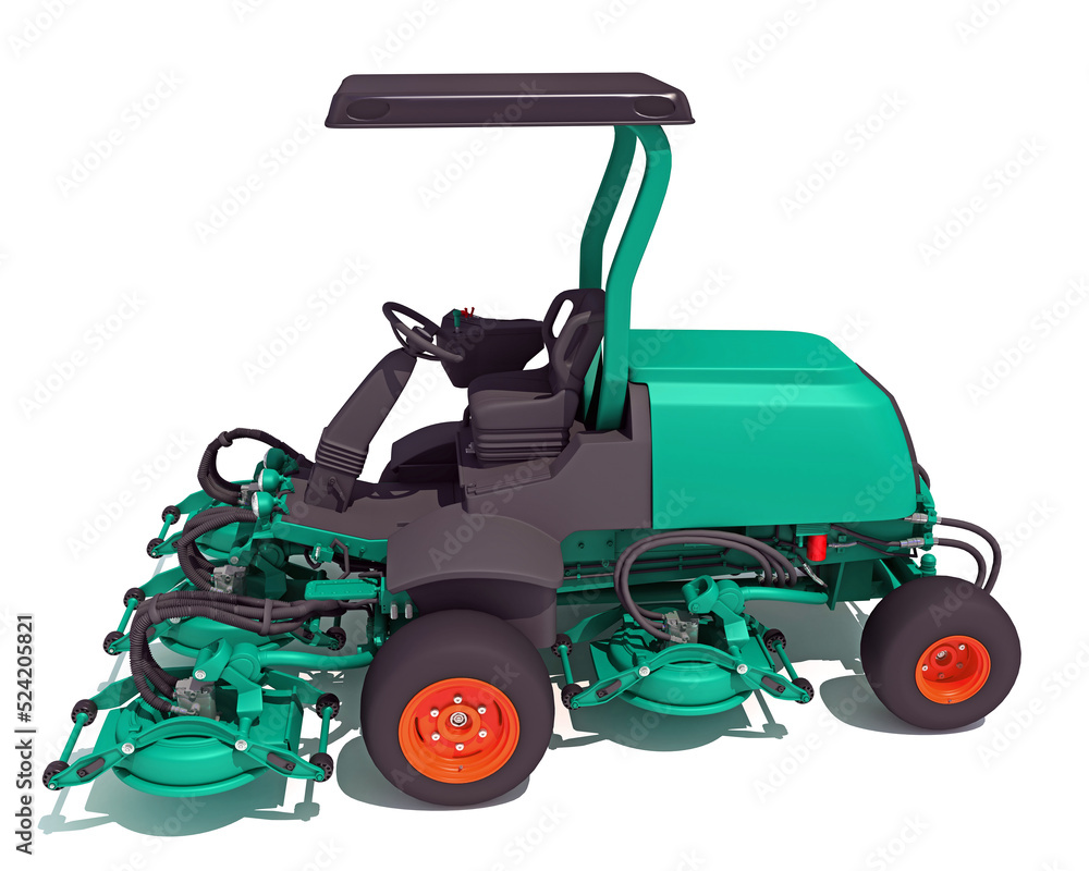 Fototapeta premium Lawn Mower farm equipment 3D rendering on white background