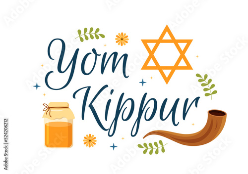 Yom Kippur Celebration Hand Drawn Cartoon Flat Illustration to Day of Atonement in Judaism on Background Design