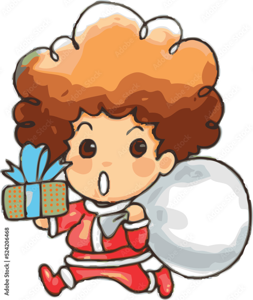 Cartoon Santa Kid Afro Hairstyle in a very detailed picture. Cartoon Santa Kid Afro Hairstyle in a very detailed picture.
