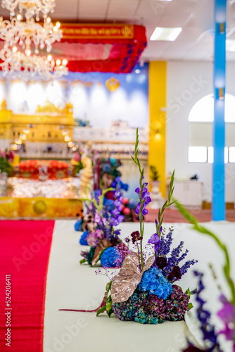 Indian Punjabi Sikh temple gurdwara interiors  decorations and ritual items