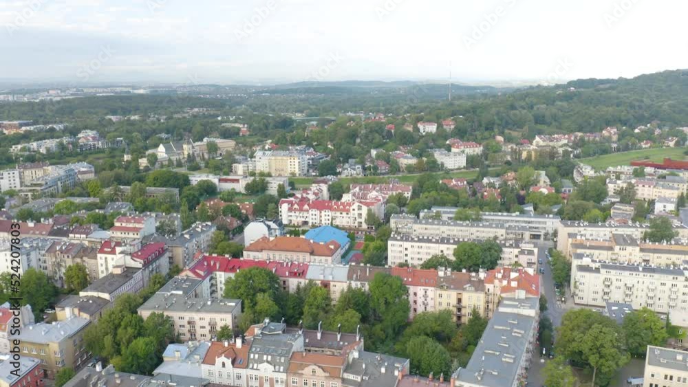Drone Flight Above Krakow, Poland on Cool Summer Day Drone Flight Above Krakow, Poland on Cool Summer Day