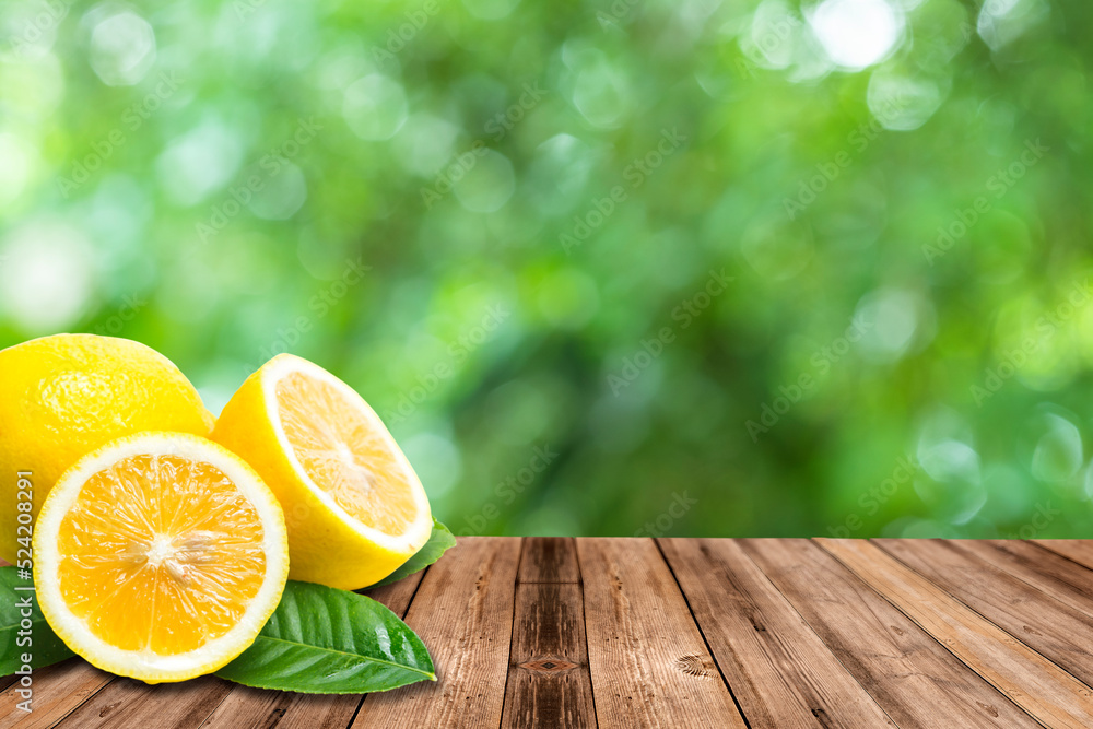 Obraz premium fresh lemon slice, lemon background