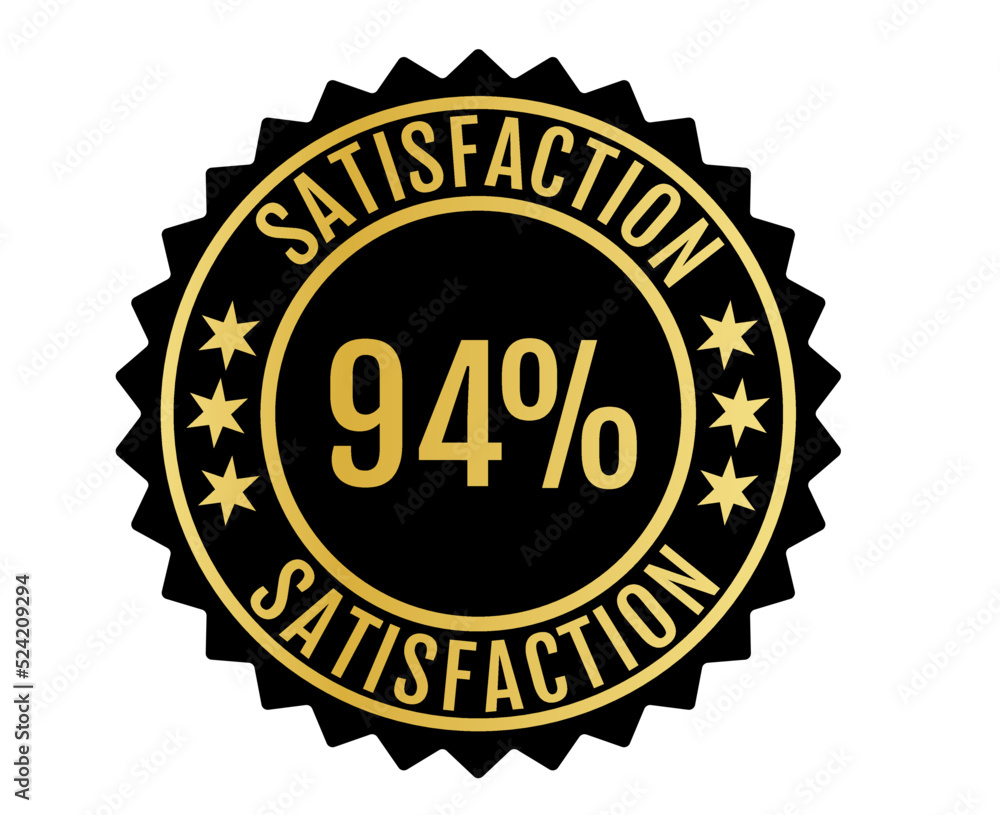 94% Satisfaction Sign Vector transparent background Gold Color