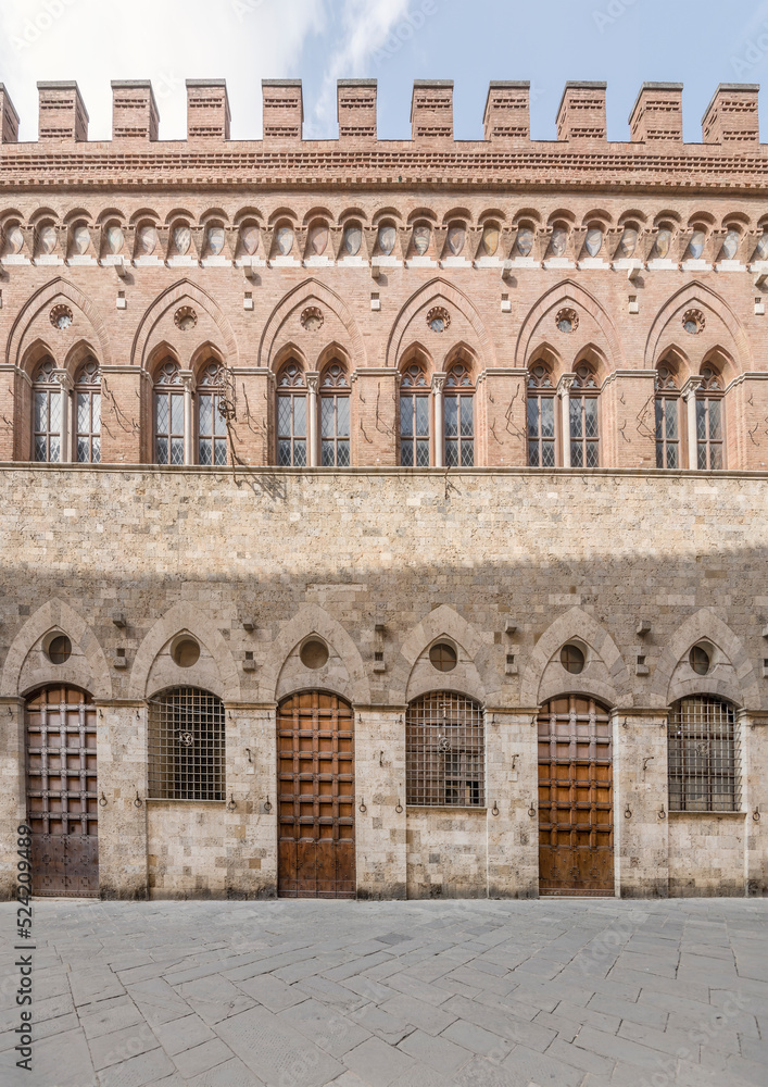 Gothic palace facade, Siena, Italy