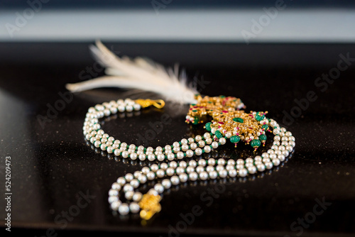 Indian Punjabi Sikh groom's wedding jewellery close up