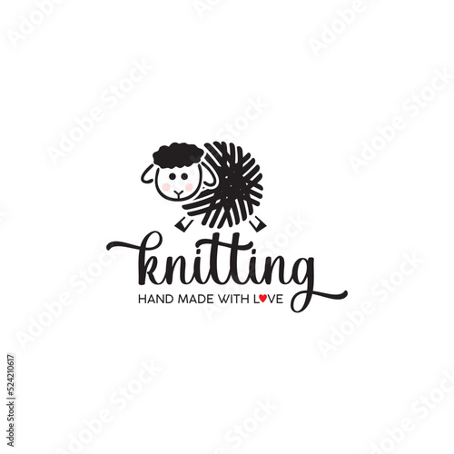 Knitting logo and sheep from wool