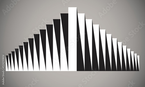 Abstract background with black and white rectangles. Perspective view.