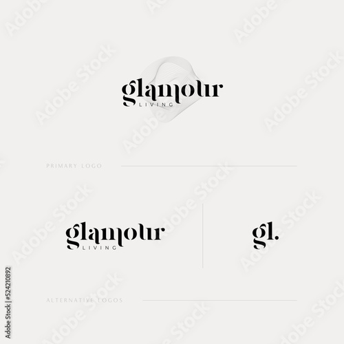 Glamour Living Logo Concept - Minimalist Wordmark, Typography Focused Branding Concept. Lifestyle, Fashion, Beauty Branding.