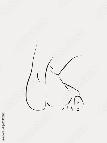 Nude Female Figure Line Art. Sensual Naked Woman Silhouette Hand Drawing. Abstract Beauty, Fashion, Erotic Female Body Illustration for Minimalist Art Print, Wall Art, Poster, Post Card or Stickers.