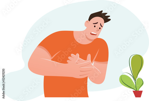 man having chest pain.