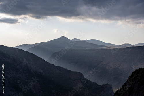 sunrise in a mountain gorge in the mountains of Armenia