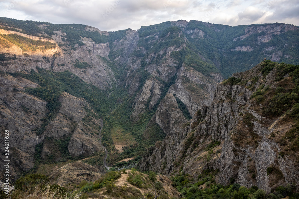 landscape with mountains gorges on a summer sunny day in the mountains of Armenia