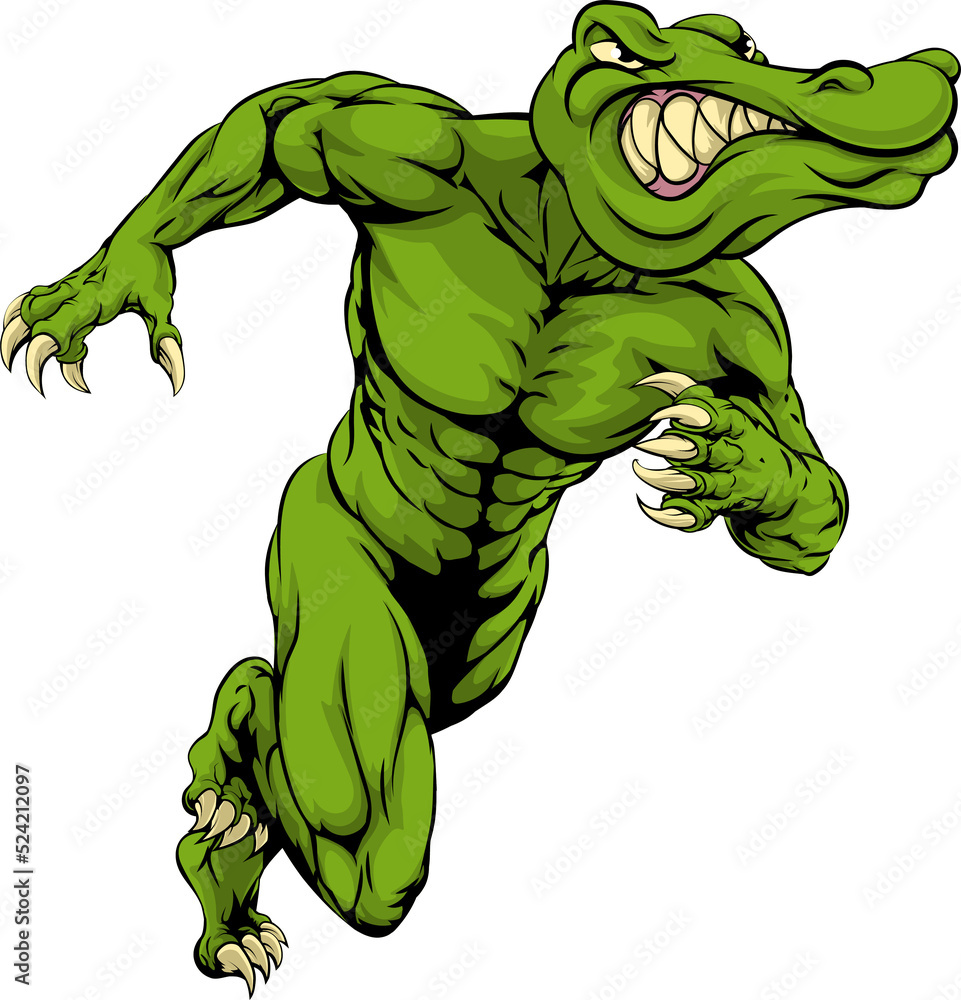 Obraz premium Alligator or crocodile mascot running