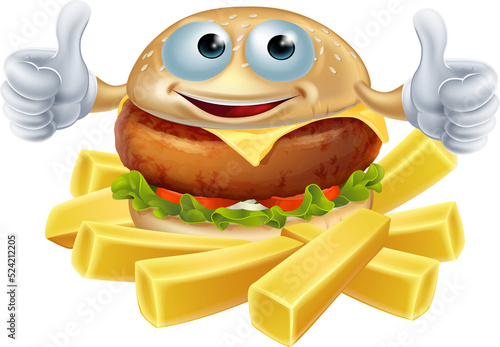 Cartoon hamburger and fries