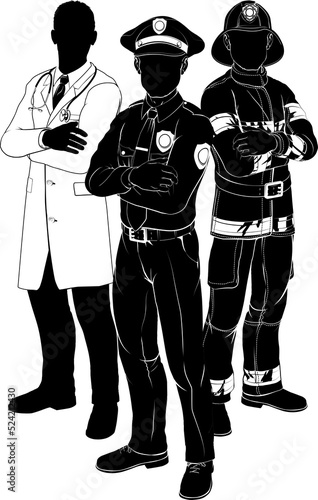 Emergency services team sil...