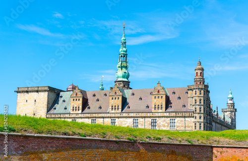 Kronborg Castle on a summers day. Iconic Danish stronghold by Oresund sound.