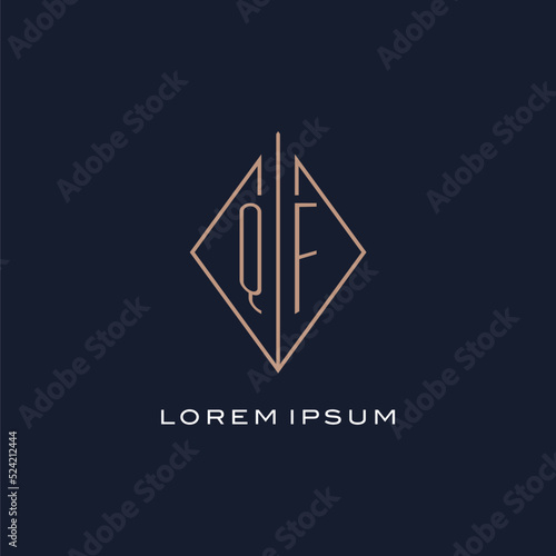 Monogram QF logo with diamond rhombus style, Luxury modern logo design photo