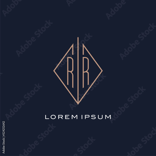 Monogram RR logo with diamond rhombus style, Luxury modern logo design photo