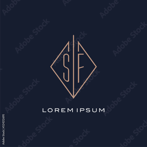 Monogram SF logo with diamond rhombus style, Luxury modern logo design photo