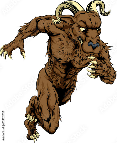 Ram sports mascot running