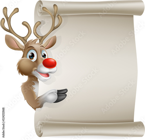 Cartoon reindeer scroll sign