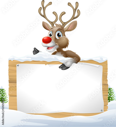 Reindeer Snowy Christmas Sign