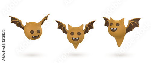 Cute cartoon 3d Halloween bat. Halloween concept. Vector illustration