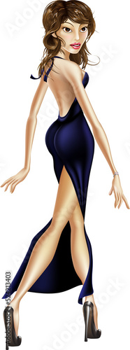 Beautiful elegant woman wal...