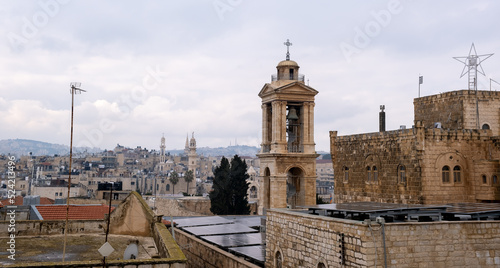 The bell tower of the famous Church of the Nativity. Bethlehem