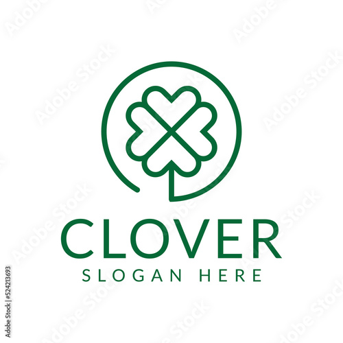 clover on circle logo design
