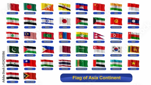 Photography Flag of Asia Continent Isolated in White Background