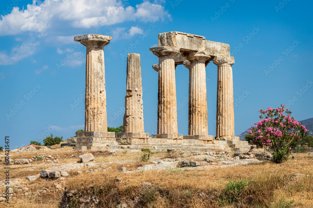 Remains of the Ionic Columns in the Temple of Apollo at Ancient Corinth Archaeological Site