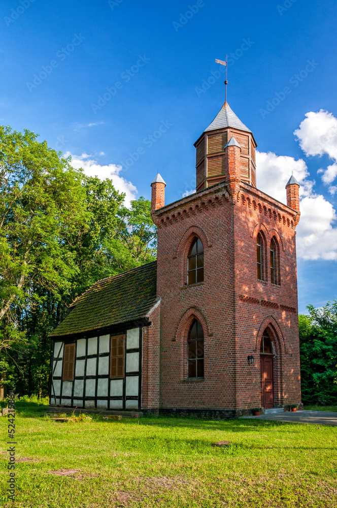 Half-timbered church of St. Hubert from 1793. Nowe Warpno, West Pomeranian Voivodeship, Poland. Half-timbered church of St. Hubert from 1793. Nowe Warpno, West Pomeranian Voivodeship, Poland.