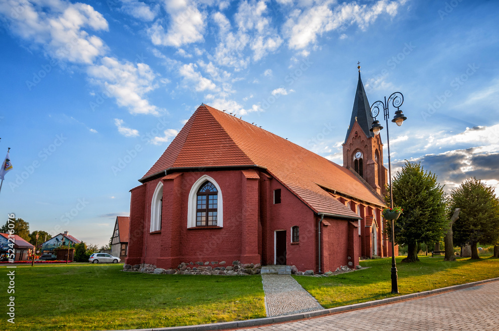 Church Of the Assumption of the Blessed Virgin Mary. Nowe Warpno, West Pomeranian Voivodeship, Poland.