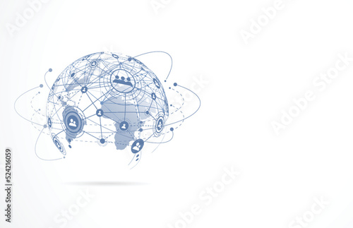 Global network connection. World map point and line composition concept of global business. Vector Illustration