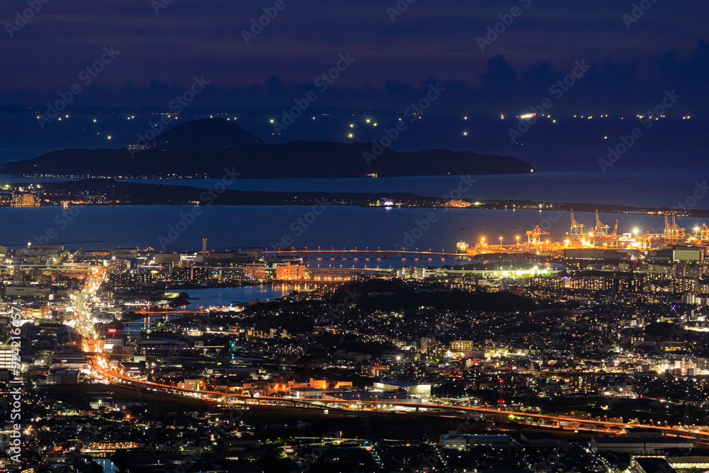 米ノ山展望台から見た福岡の夜景　福岡県篠栗町　Night view of Fukuoka seen from Komenoyama Observatory Fukuoka-ken Sasaguri town