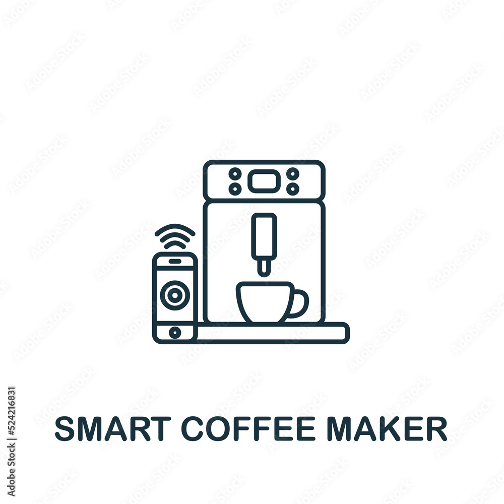 Smart Coffee Maker icon. Line simple icon for templates, web design and infographics Smart Coffee Maker icon. Line simple icon for templates, web design and infographics