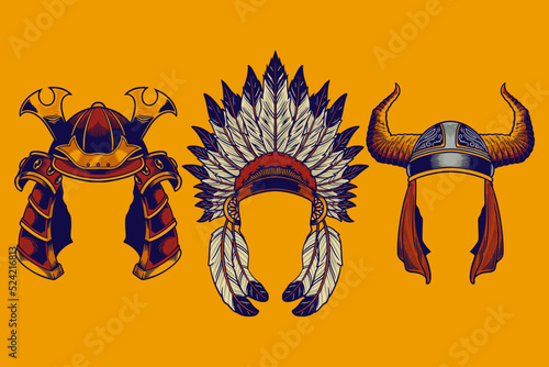 various headdress vector illustration set cartoon style