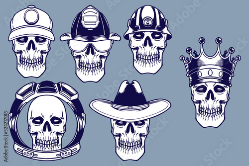 various skull and head gear...