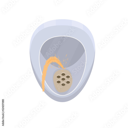 Pee in the urinal. Urination, vector illustration