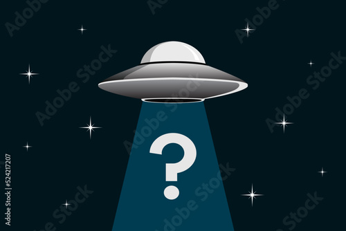UFO abduction. Flying saucer. Vector illustration.