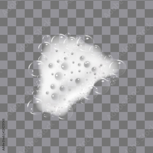 Bath foam isolated on transparent background. Shampoo bubbles texture.Sparkling shampoo and bath lather, vector illustration.