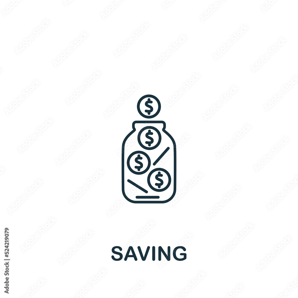 Saving icon. Line simple icon for templates, web design and infographics Saving icon. Line simple icon for templates, web design and infographics