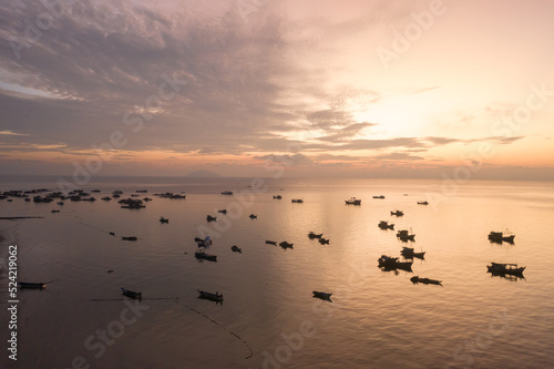 Fishing boats are anchored at Hon Son  Kien Giang  Vietnam in the Gulf of Thailand