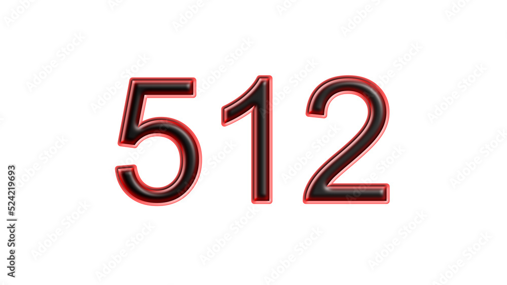 red 512 number 3d effect white background red 512 number 3d effect white background