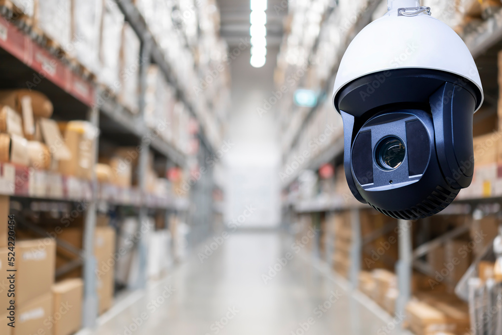CCTV camera or surveillance operating in store or warehouse CCTV camera or surveillance operating in store or warehouse