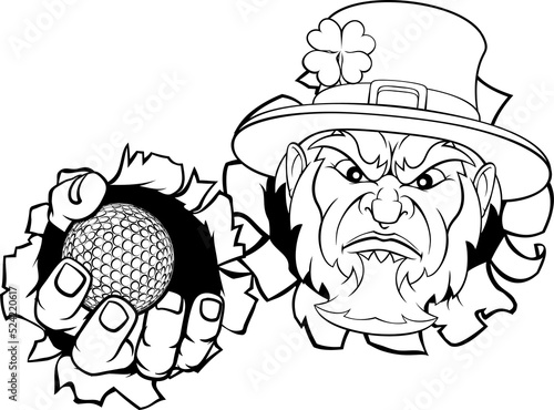 Leprechaun Golf Mascot Ripp...