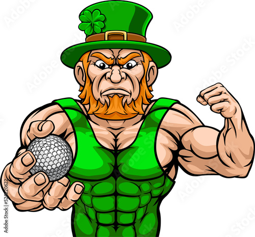Leprechaun Holding Golf Bal...